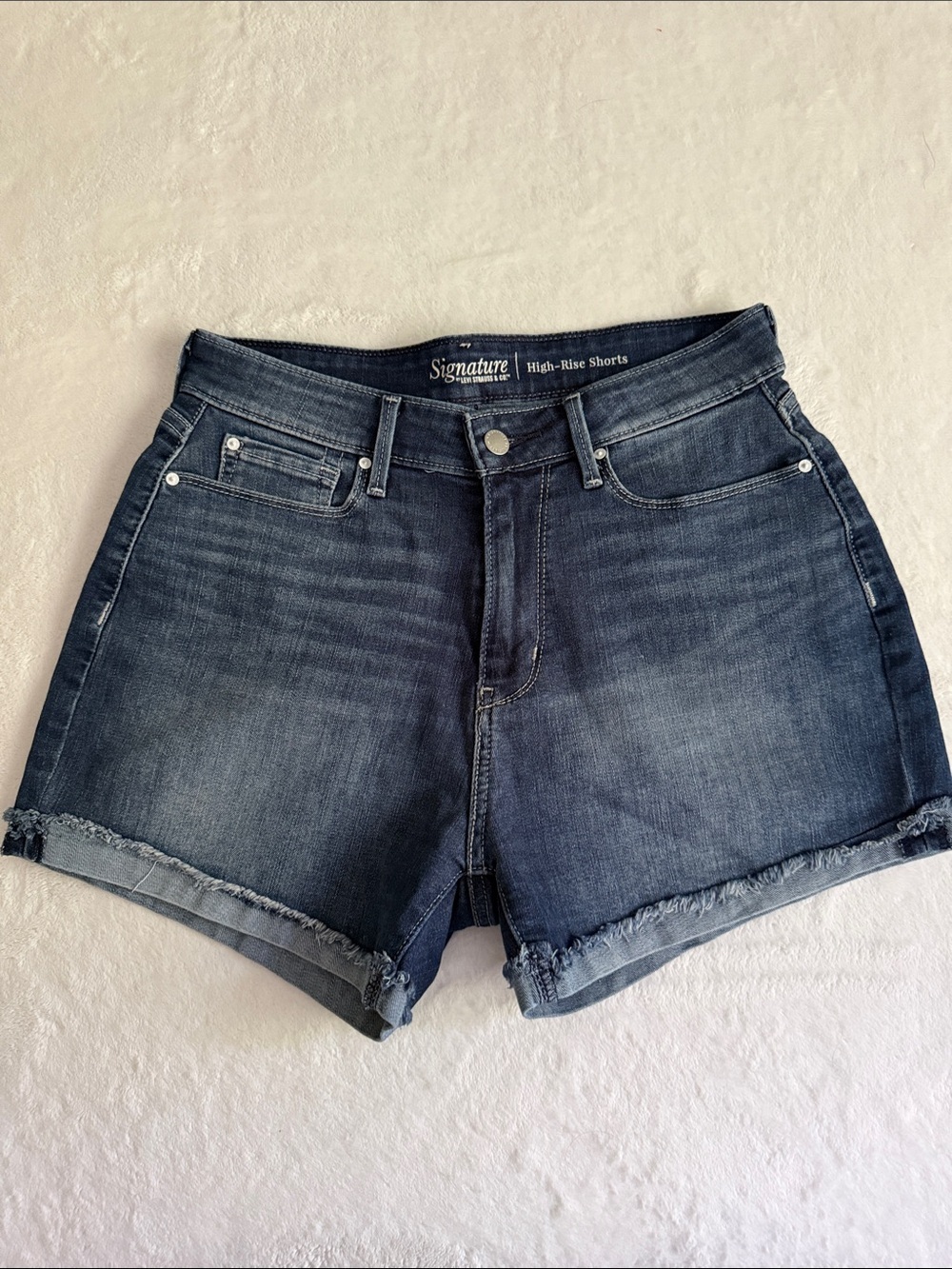 Signature by Levi Strauss Dark Blue High-Rise Jean Shorts
